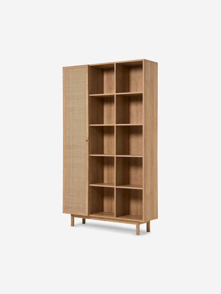 MADE.COM Natural Rattan and Oak Effect Pavia Wide Shelving Unit - Image 1 of 3