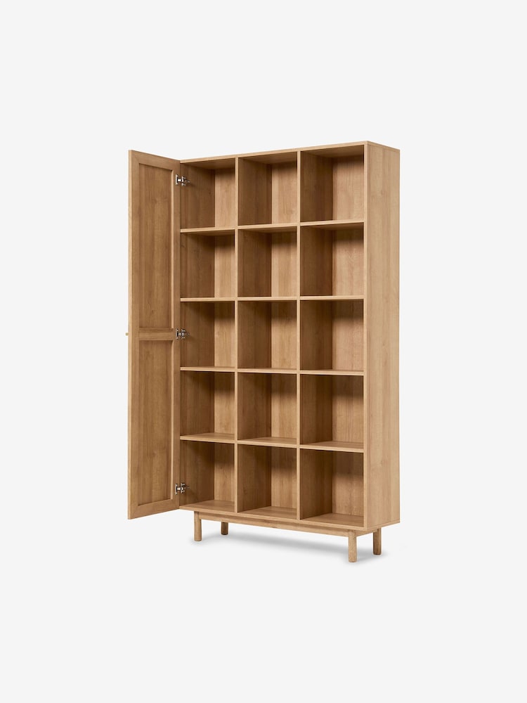 MADE.COM Natural Rattan and Oak Effect Pavia Wide Shelving Unit - Image 2 of 3