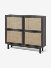 MADE.COM Black Wood Effect Pavia Natural Rattan Wide Shoe Storage - Image 1 of 3