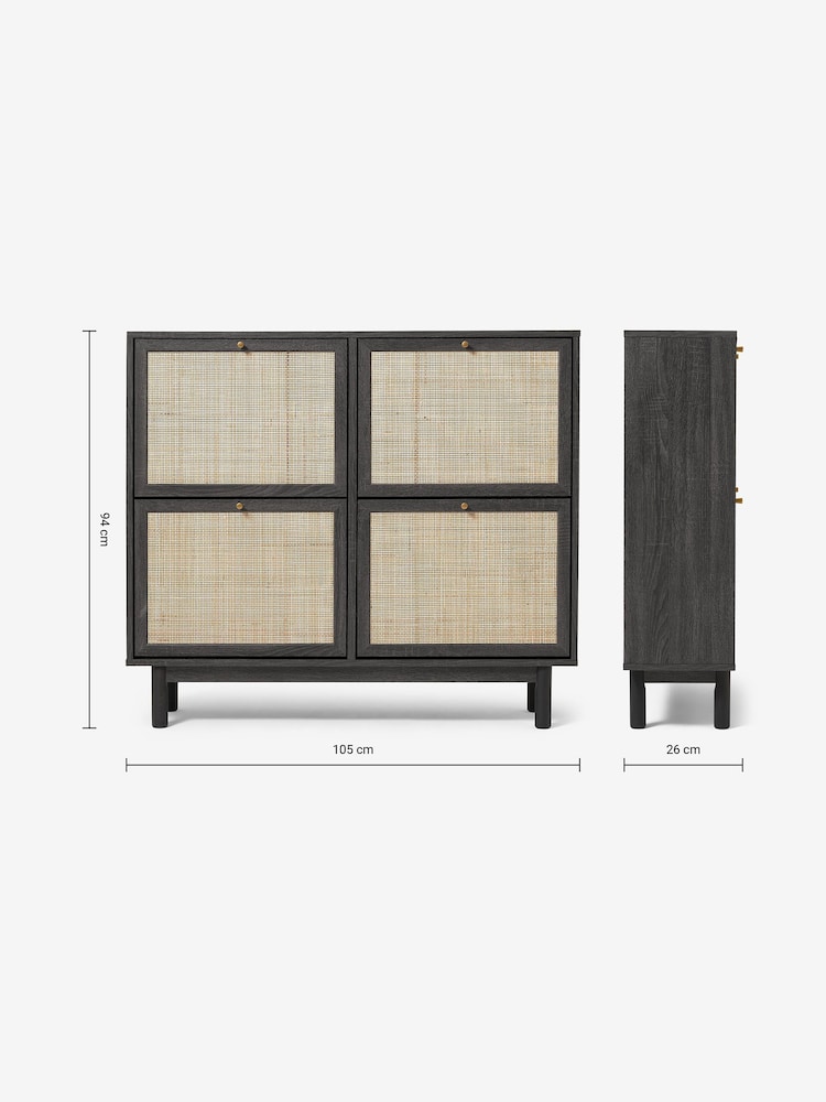 MADE.COM Black Wood Effect Pavia Natural Rattan Wide Shoe Storage - Image 2 of 3