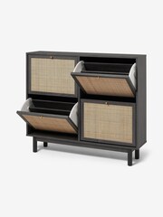 MADE.COM Black Wood Effect Pavia Natural Rattan Wide Shoe Storage - Image 3 of 3
