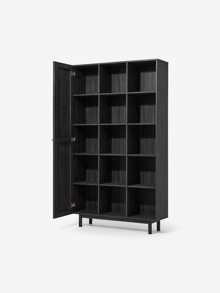 MADE.COM Natural Rattan and Black Wood Effect Pavia Wide Shelving Unit - Image 2 of 3