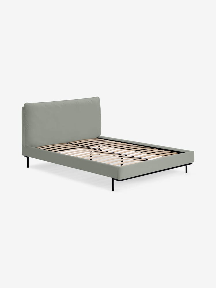 MADE.COM Sage Green Harlow Bed Frame in Velvet - Image 1 of 3