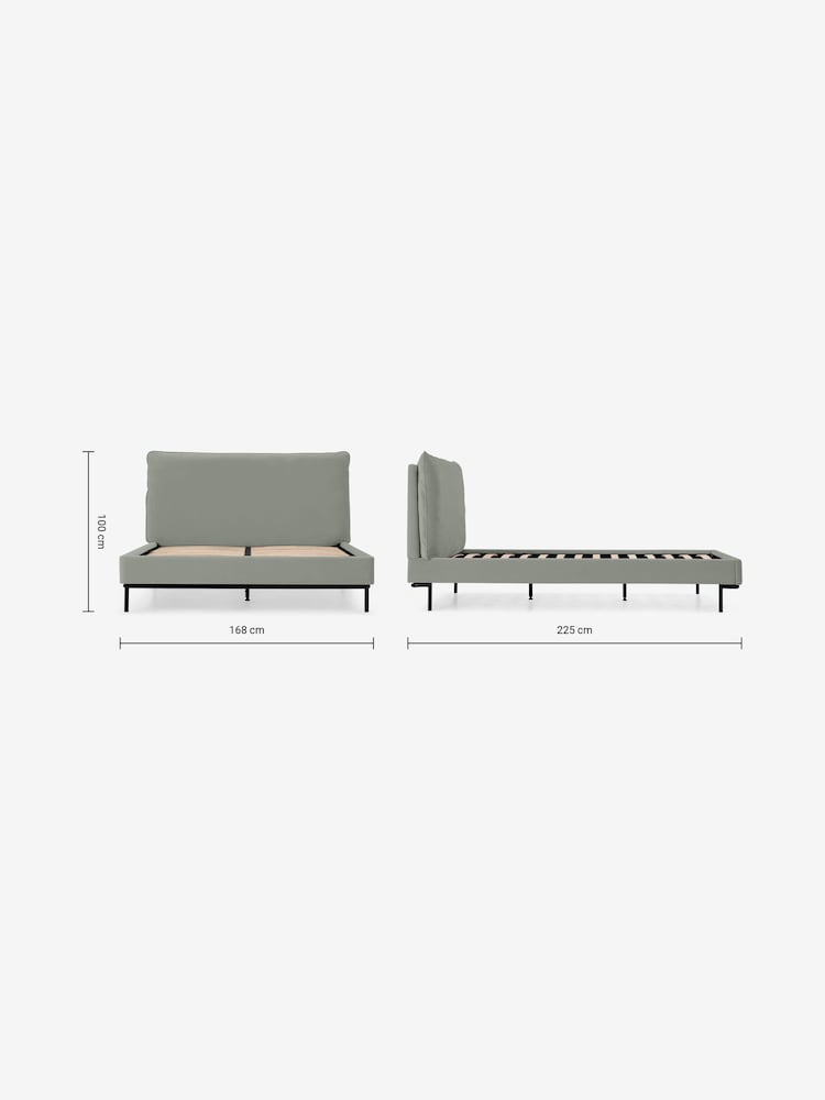 MADE.COM Sage Green Harlow Bed Frame in Velvet - Image 3 of 3