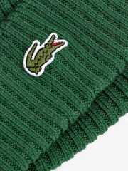 Lacoste Knitted Ribbed Logo Wool Beanie - Image 2 of 2