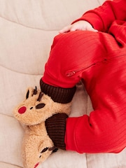 Rjav jelenček - Božični dojenček Pram Sock Slippers (0-2mths) - Slika 1 iz 7