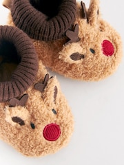 Rjav jelenček - Božični dojenček Pram Sock Slippers (0-2mths) - Slika 2 iz 7