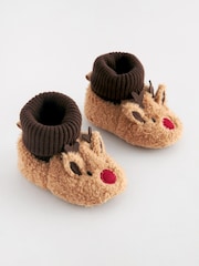 Rjav jelenček - Božični dojenček Pram Sock Slippers (0-2mths) - Slika 3 iz 7