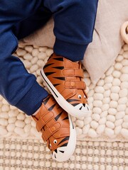 Tan Brown Tiger Easy Fastening Baby Boots (0-24mths) - Image 1 of 7