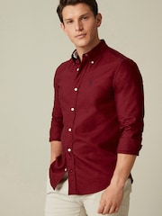 Red Regular Fit Long Sleeve Oxford Shirt - Image 1 of 7