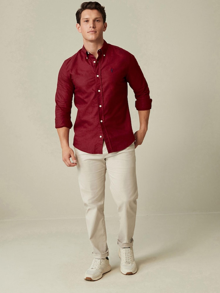Red Regular Fit Long Sleeve Oxford Shirt - Image 2 of 7