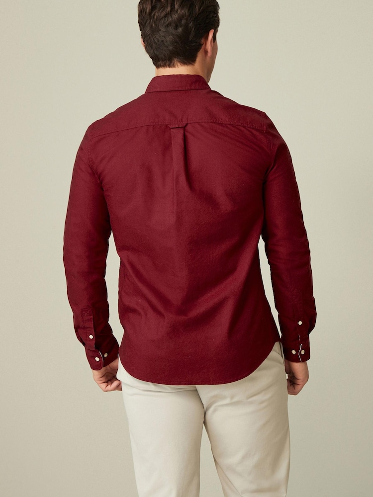 Red Regular Fit Long Sleeve Oxford Shirt - Image 3 of 7