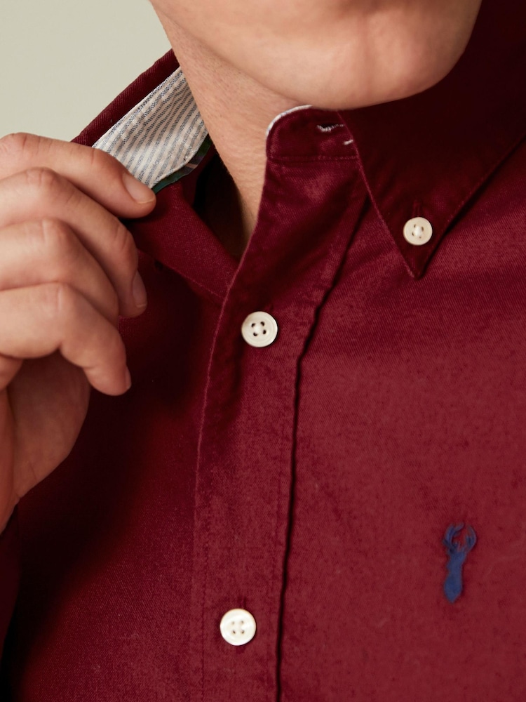 Red Regular Fit Long Sleeve Oxford Shirt - Image 4 of 7