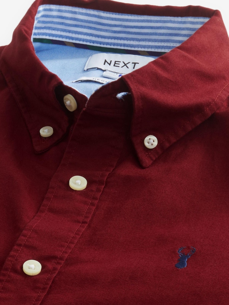Red Regular Fit Long Sleeve Oxford Shirt - Image 6 of 7