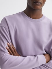 Reiss Lilac Alistar Oversized Garment Dye Sweatshirt - Image 3 of 5