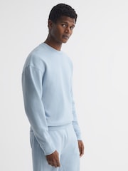 Reiss Ice Blue Alistar Oversized Garment Dye Sweatshirt - Image 1 of 4