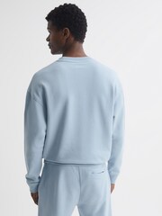 Reiss Ice Blue Alistar Oversized Garment Dye Sweatshirt - Image 4 of 4