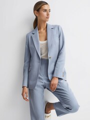 Reiss Pale Blue Shae Single Breasted Tailored Blazer - Image 1 of 7