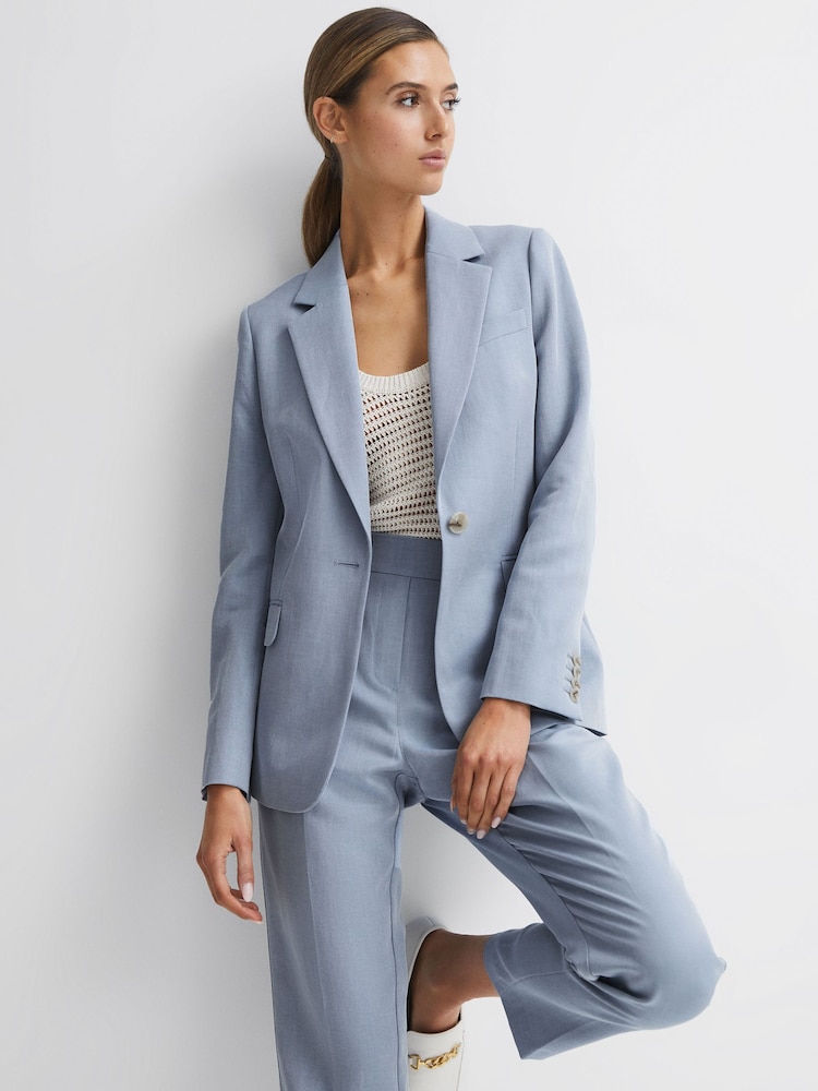 Reiss Pale Blue Shae Single Breasted Tailored Blazer - Image 1 of 7