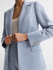 Reiss Pale Blue Shae Single Breasted Tailored Blazer - Image 4 of 7