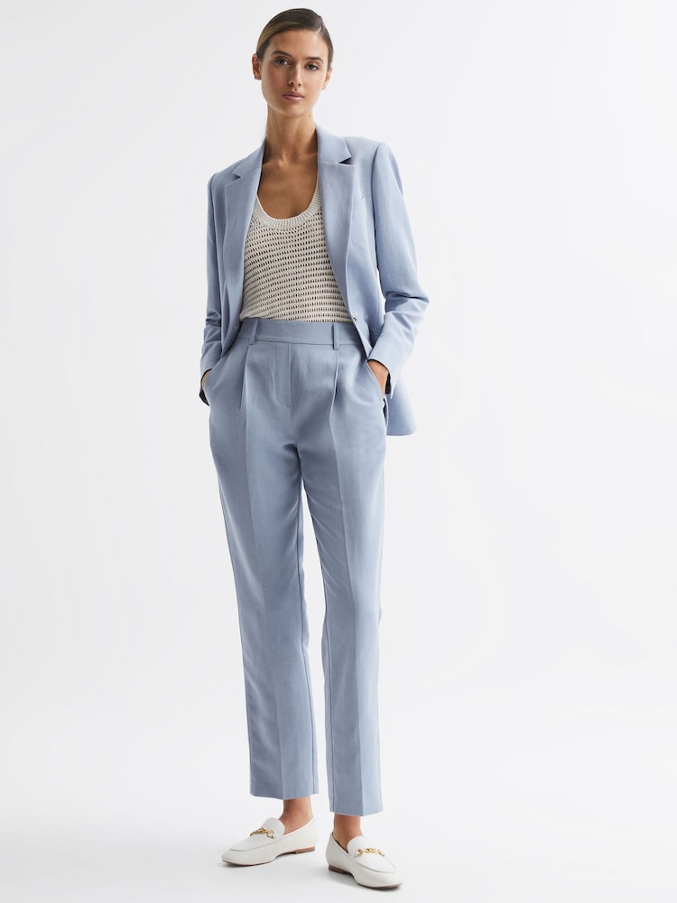 Reiss Pale Blue Shae Single Breasted Tailored Blazer - Image 7 of 7