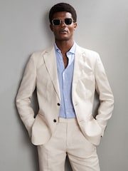 Reiss Kin Single-Breasted Linen Suit Blazer Slim Fit - Imagen 7 de 7