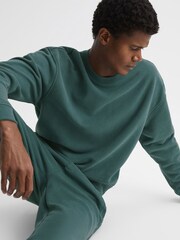 Reiss Midnight Green Alistar Oversized Garment Dye Sweatshirt - Image 1 of 7