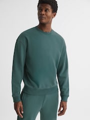 Reiss Midnight Green Alistar Oversized Garment Dye Sweatshirt - Image 7 of 7