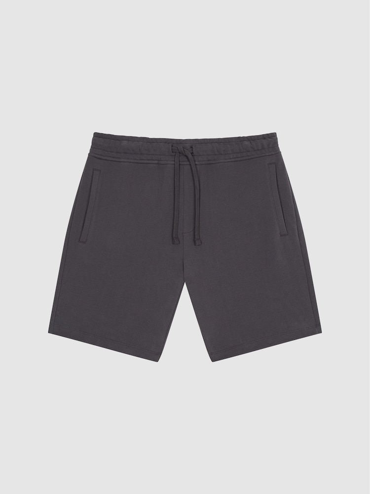 Reiss Washed Black Henry Garment Dye Jersey Shorts - Image 2 of 5