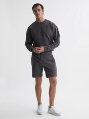 Reiss Washed Black Henry Garment Dye Jersey Shorts - Image 3 of 5