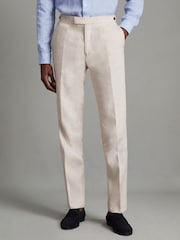 Reiss Stone Kin Slim Fit Linen Trousers - Image 1 of 6