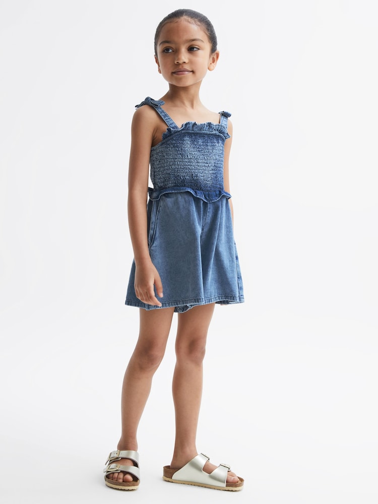 Mono corto de denim Hattie de Reiss - Imagen 1 de 8
