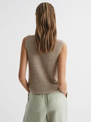 Reiss Neutral Ava Linen Open Stitch Knitted Vest - Image 5 of 5