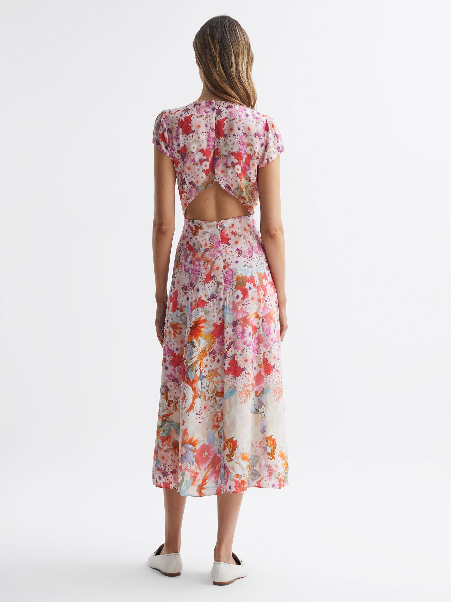Buy Reiss Pink Ivy Floral Print Midi Dress from Next Luxembourg