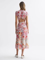 Reiss Pink Ivy Floral Print Midi Dress - Image 4 of 6