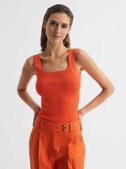 Reiss Orange Tamara Square Neck Ribbed Vest - Image 1 of 5