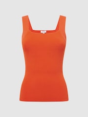 Reiss Orange Tamara Square Neck Ribbed Vest - Image 2 of 5