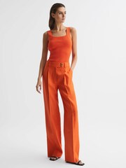 Reiss Orange Tamara Square Neck Ribbed Vest - Image 3 of 5