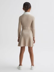 Reiss Camel Malani 9-12 yrs Colourblock Knitted Dress - Image 5 of 6