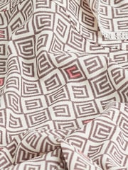 Ecru Cream/Brown Geo Printed Wrap Tunic Shirt - Image 6 of 6