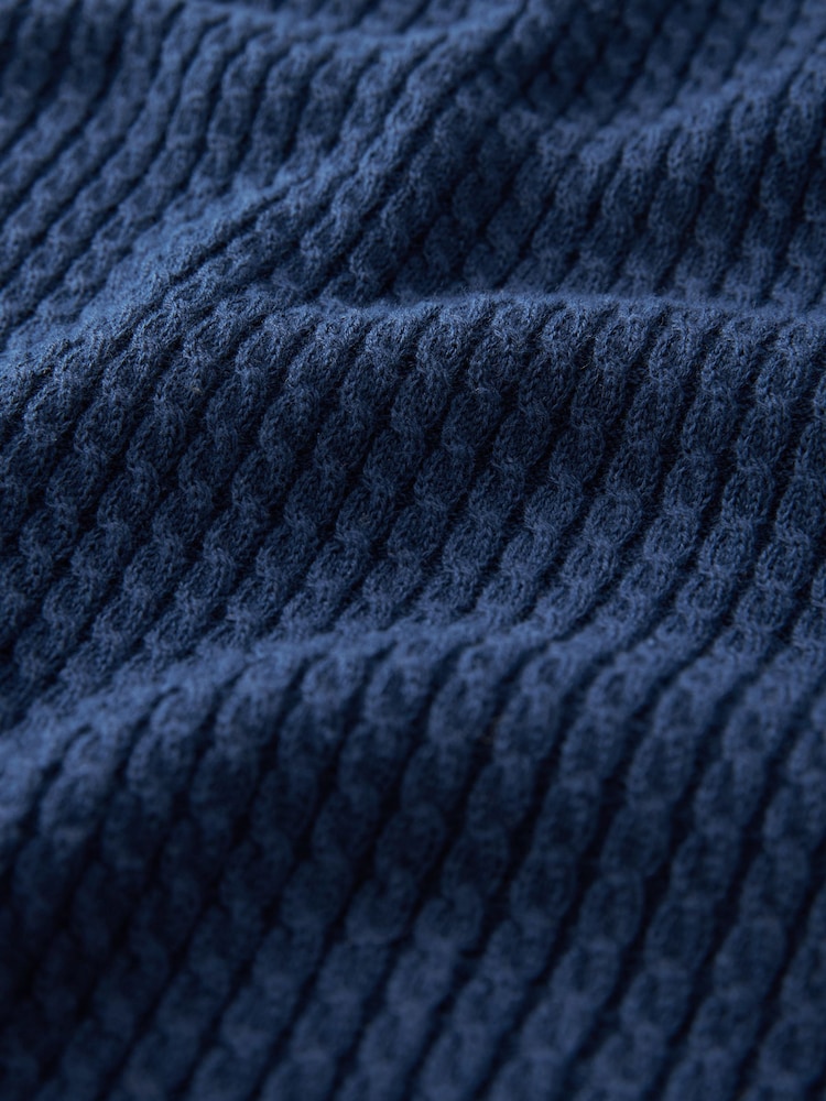 Navy Blue Mini Cable Regular Mock Shirt Knitted Crew Jumper - Image 9 of 9 Navy Blue Mini Cable Regular Mock Shirt Knitted Crew Jumper - Image 9 of 9