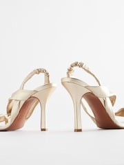 Gold Premium Leather Asymmetric Sandals - Image 8 of 9