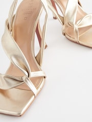 Gold Premium Leather Asymmetric Sandals - Image 9 of 9