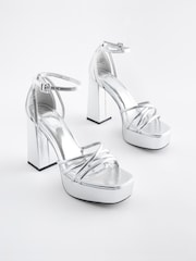 Silver Forever Comfort® Platform Closed Back Sandals - Image 2 of 9