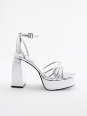 Silver Forever Comfort® Platform Closed Back Sandals - Image 3 of 9