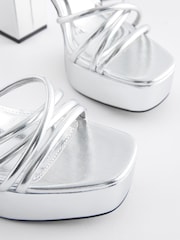 Silver Forever Comfort® Platform Closed Back Sandals - Image 4 of 9