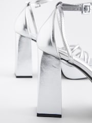 Silver Forever Comfort® Platform Closed Back Sandals - Image 6 of 9