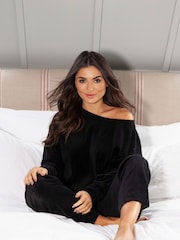 Pour Moi Black Velour Pyjamas Set - Image 3 of 5