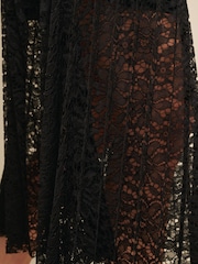 Black Lace Pleated Midi Skirt - Image 5 of 7
