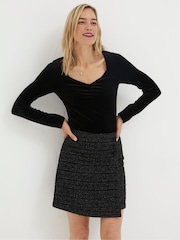 FatFace Black Valerie Velvet Top - Image 1 of 4